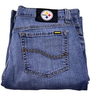 NFL Team Apparel Pittsburgh Steelers Cheerleader Boot Denim Women Jeans XL Long